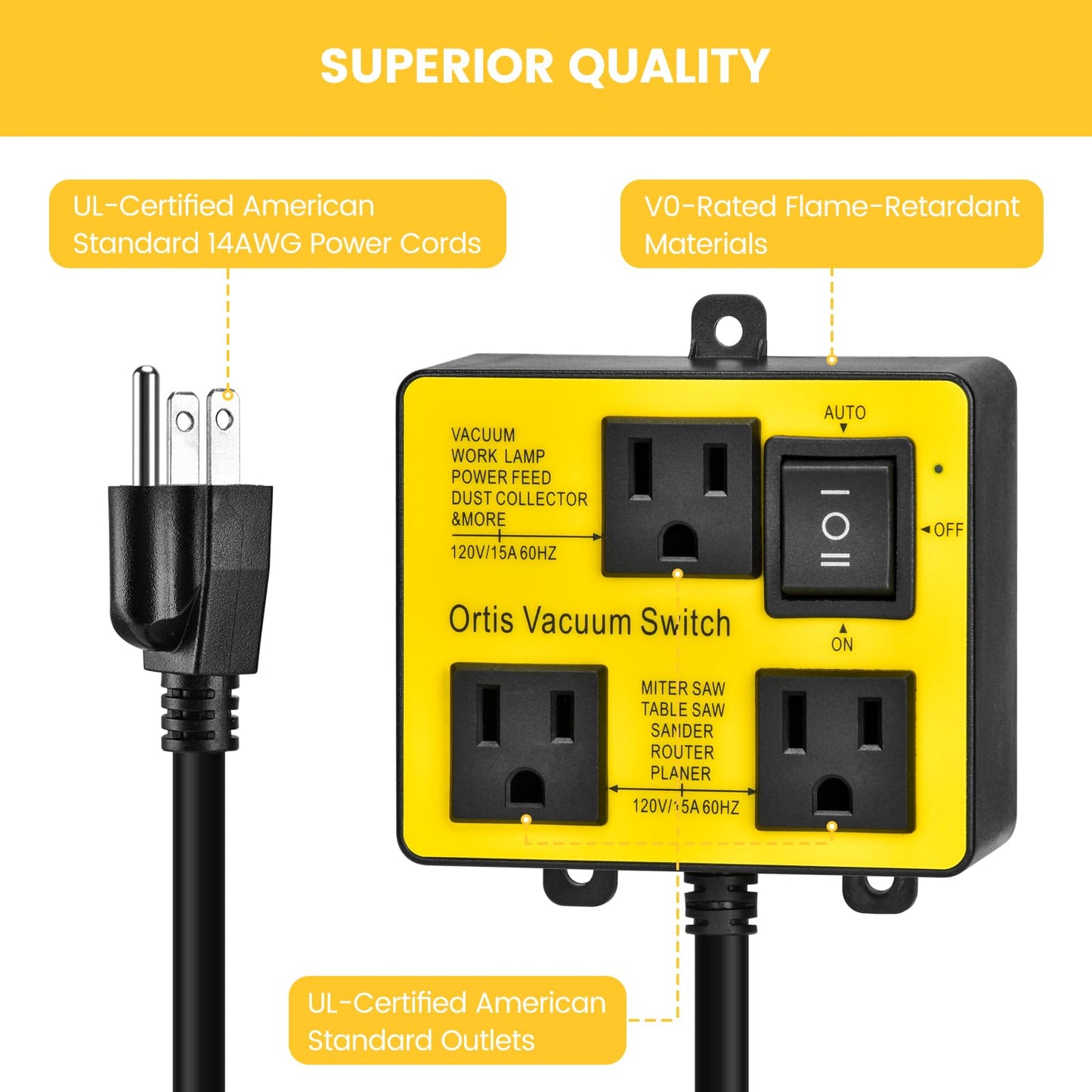 Automatic Vacuum Switch, Ortis Vacuum Switch for More Power Tools, Delay Vacuum On/Off to Prevent Circuit Overload and Tripping, Keep Your Workplace - WoodArtSupply