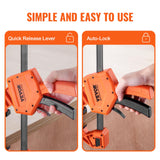 VEVOR Bar Clamps for Woodworking, 2-Pack 24" One-Handed Clamp/Spreader, Quick-Change F Clamp with 300 lbs Load Limit, High-strength Plastic and VEVOR