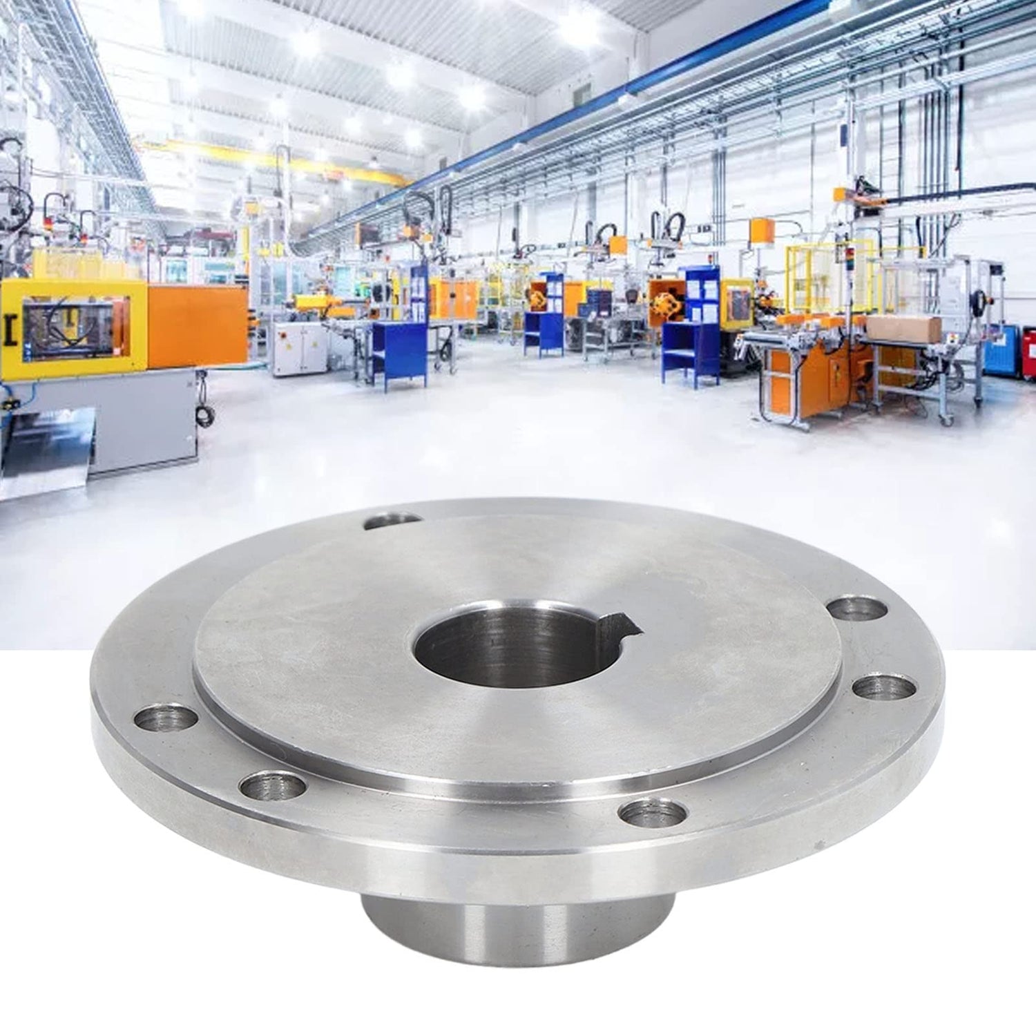 Lathe Flange, 6 Mounting Holes 125mm Chuck Connection Flange, High Manganese Steel Chuck Flange for K11-125 K12-125 K72-125 Back Plate for Self Focket