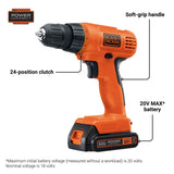 BLACK+DECKER 20V MAX* POWERECONNECT Cordless Drill/Driver + 30 pc. Kit (LD120VA) BLACK+DECKER