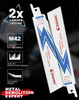 EZARC Reciprocating Saw Blade, 6-Inch Bi-Metal Sawzall Blades 14+18TPI for Steel Demolition R610DM (5-Pack) EZARC