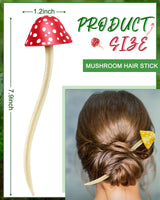 Taiyin 2 Pcs Mushroom Hair Stick Christmas Hair Sticks for Long Hair Chinese Hair Chopsticks for Women Girl Hair Sticks for Buns Cute Print Hair Taiyin