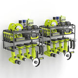 SUNALLY 3-Tier Heavy Duty Steel Power Tool Organizer, Matte Black, 3 Layers Tool Rack Cordless Drill, Floating Shelf Wall Mounted, 4 Drill Holders SUNALLY