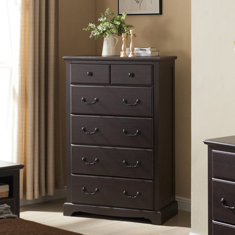 T4TREAM 6 Drawers Dresser Chests for Bedroom, Wood Rustic Tall Chset of Drawers,Dressers Organizer for Bedroom, Living Room,Hallway, Espresso T4TREAM