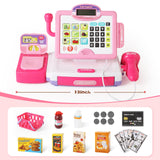 Pretend Play Calculator Cash Register Toy Gift for Kids Girls Age 3, 4, 5, 6, 7, 8+ Year Old, 57 Pcs Pink Grocery Store Playset, Incl Microphone, BAODLON