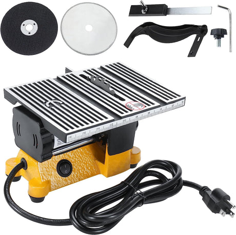 Yaegoo 4" Mini Table Saw, 60W 110V Portable Miter Saw Hobby Table Saw Bench Electric Cutting Machine for DIY Handmade Woodworking Crafts, 3 Blades Yaegoo