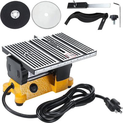 Yaegoo 4" Mini Table Saw, 60W 110V Portable Miter Saw Hobby Table Saw Bench Electric Cutting Machine for DIY Handmade Woodworking Crafts, 3 Blades