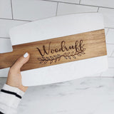 Cheese Board, Personalized Wood Marble Cutting Board, Initial Marble Cheese Board Charcuterie Boards, Engagement Gifts for Couples (Rectangular Wood The Paisley Box