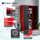 MIIIKO Metal Storage Cabinet with Locking Doors, Tall Steel Cabinets with 5 Shelves, Garage Storage Locker Cabinet for Pantry Workshops and Office MIIIKO