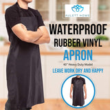 Aulett Home Waterproof Rubber Vinyl Apron - Heavy Duty Rubber Apron Model - Stay Dry - Dishwasher Apron - Industrial Chemical Resistant Plastic - Aulett Home