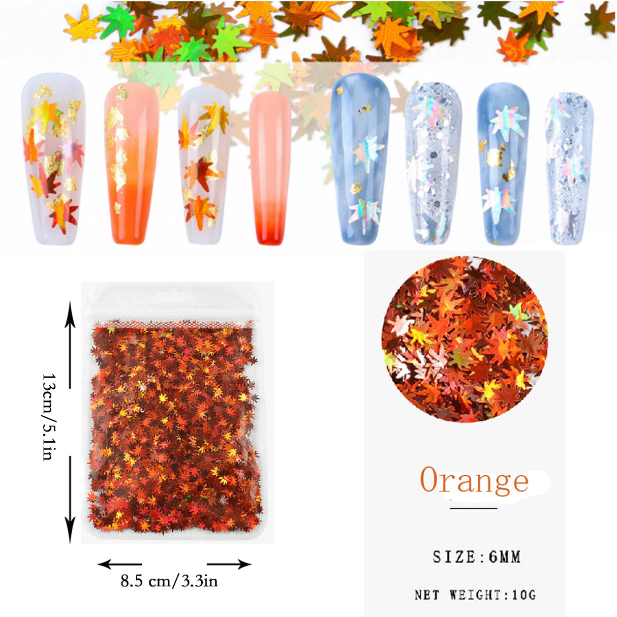 Lifextol 7Pack 70g Weed Leaf Chunky Nail Glitter Sequins Flakes Holographic Maple Leaves for Epoxy Resin Crafts Arts Festival Makeup Body Painting Lifextol