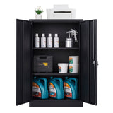 Neylory Metal Storage Cabinet with Locking Doors, Lockable Steel Storage Cabinet with 2 Doors and Shelves, Black Metal Cabinet with Lock, Small Steel Neylory