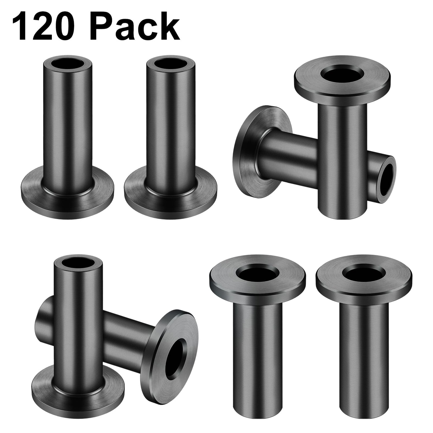 CKE 120 Pack T316 Black Stainless Steel Protector Sleeves for 1/8" Cable Deck Railing Kit System, Black Cable Railing Protector Sleeve for Wood Posts CKE