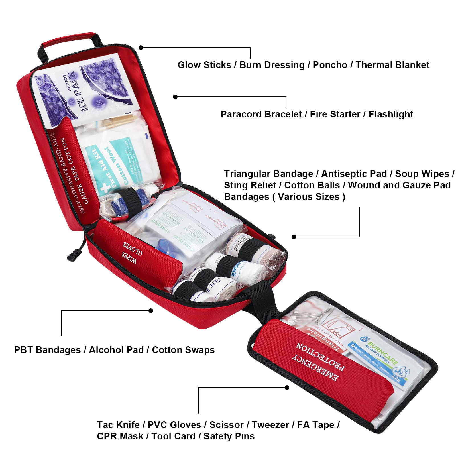 VRIEXSD 400 Piece Large First Aid Kit Premium Emergency Kits for Home, Office, Car, Outdoor, Hiking, Travel, Camping, Survival Medical First Aid Bag, - WoodArtSupply