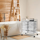 COSTWAY 12-Drawer Rolling Storage Cart, Moveable Art Craft Organizer W/Lockable Wheels, Metal Shelf, Files Arrangement Tools Makeup Storage Cart for COSTWAY