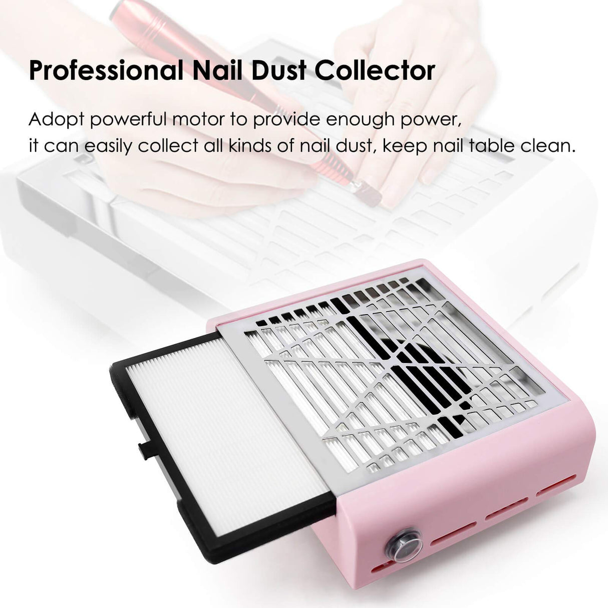 AONOLOVO Nail Dust Collector Machine, Upgraded Powerful Nail Vacuum Suction Fan Dust Extractor Manicure Tool for Acrylic Nail Poly Nail Extension Gel AONOLOVO