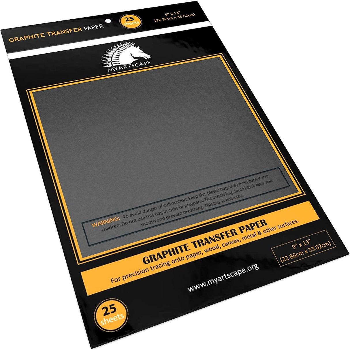 MyArtscape Art Supplies - Artist Quality Graphite Transfer Paper - 9" x 13" - 25 Sheets - Waxed Carbon Paper - with Tracing Paper Pad - 33lb - 9" x MyArtscape