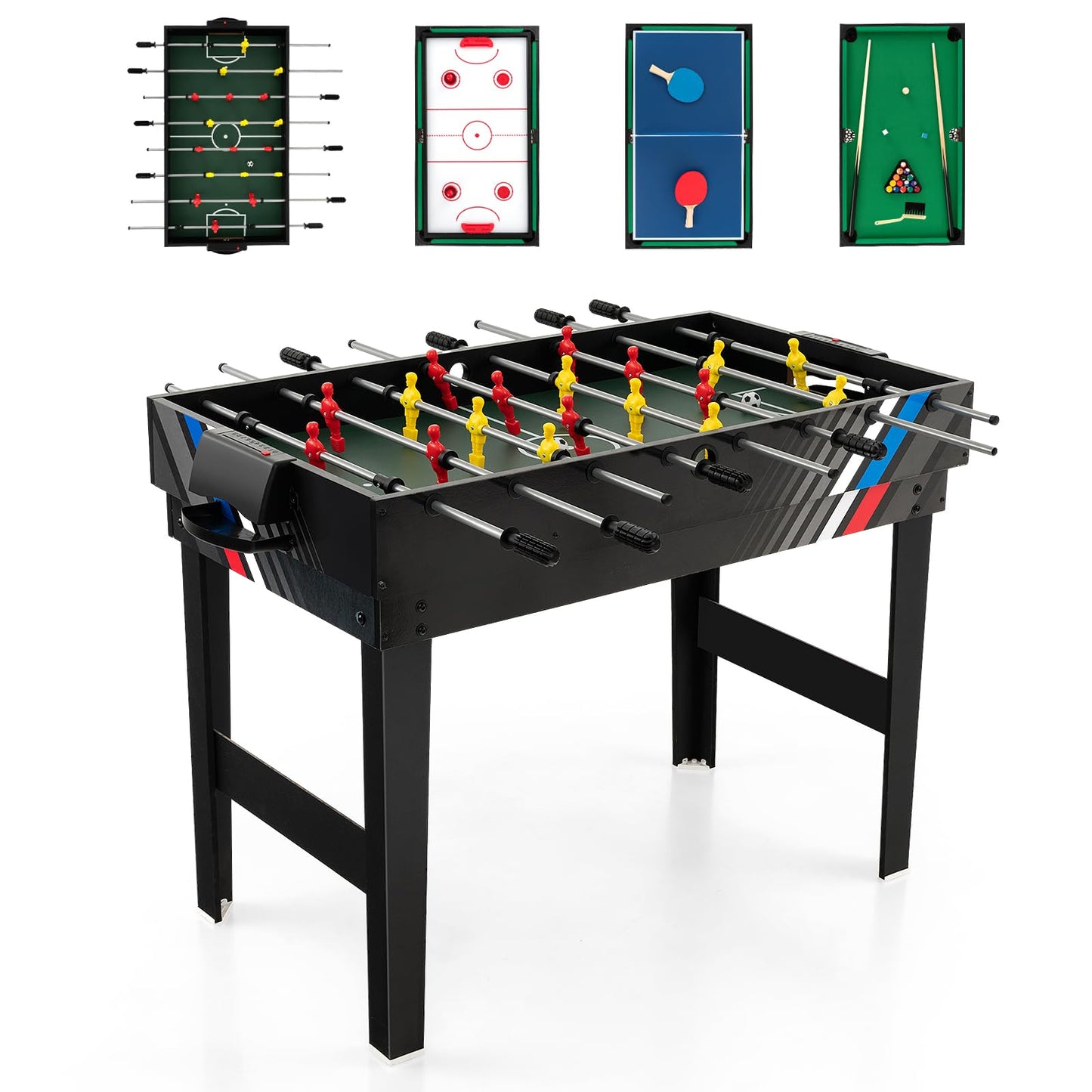 Goplus 4-in-1 Combination Game Table, Multi Game Table Set with Soccer, Air Hockey, Billiards, Table Tennis Tabletop, Pool Table Foosball Table for - WoodArtSupply