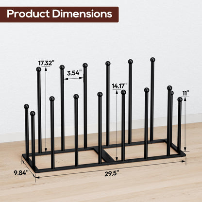 ORLESS Boot Rack Metal Black 8 Pairs Free-Standing Shoe Rack Boot Organizer Storage for Closet Entryway, Garage, Dorm Room, Hallway, Outdoor, Boot - WoodArtSupply