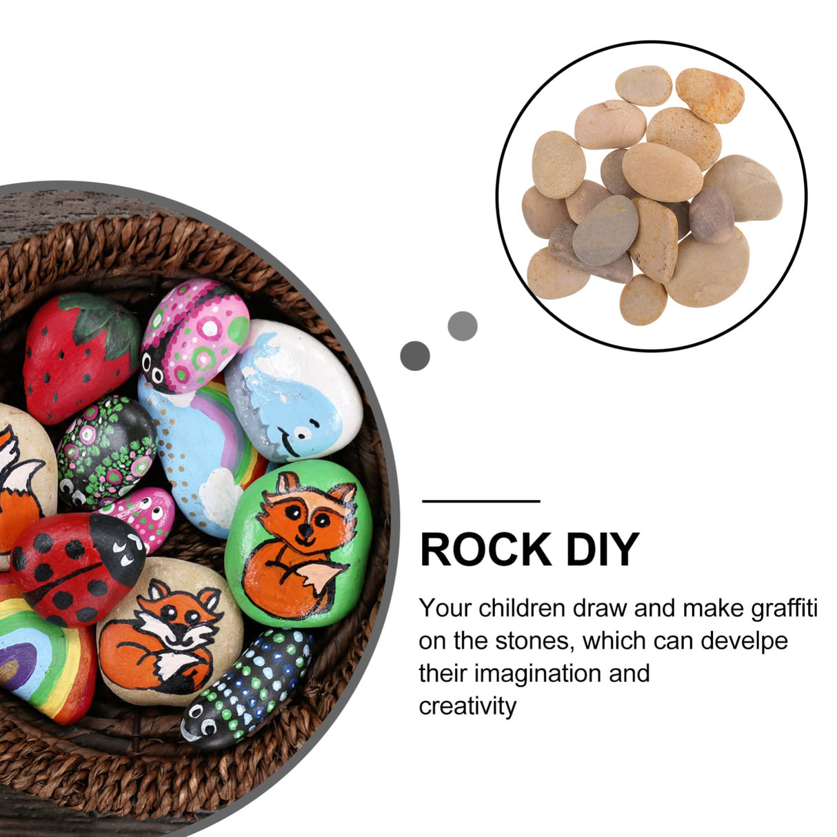 MAGICLULU 20pcs Painted Stone River Rocks for Painting Smooth Natural Stones Painting Rocks Bulk for Adults Bundle River Stones Birthday Party MAGICLULU