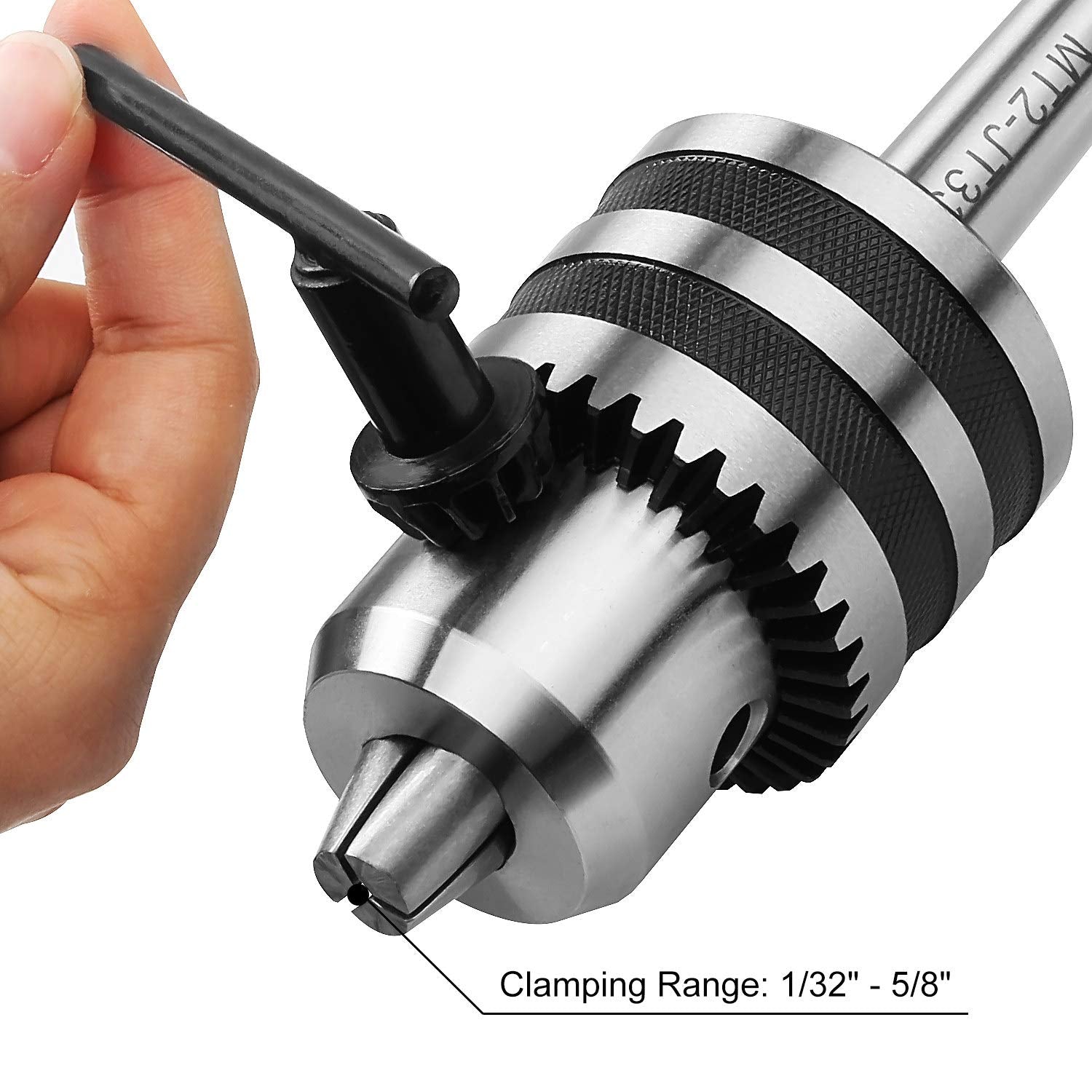 Acrux7 1/32"- 5/8" MT2 Drill Chuck for Lathe, JT33 Drill Chuck with Morse Taper 2 Arbor & Chuck Key Acrux7