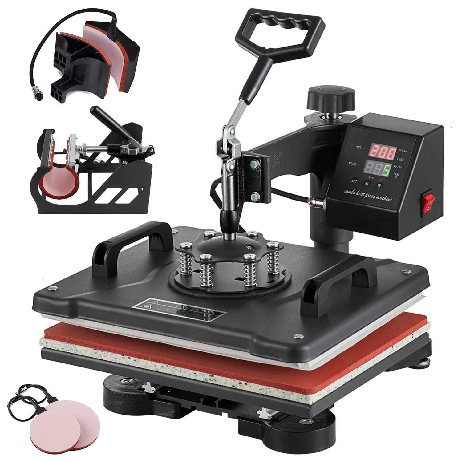 TOPDEEP 5 in 1 Heat Press Machine, 12x15 inch Swing Away Heat Press for Sublimation, T Shirt Pressing Machine Multifunction, Heat Press Transfer Topdeep