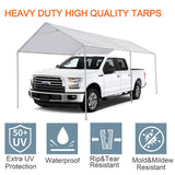 Thanaddo 10 x 20 Ft Carport Replacement Canopy Cover Garage Top Tent Shelter Tarp with Free 44 Ball Bungee Cords,White(Only Cover, Frame Not Include) Thanaddo