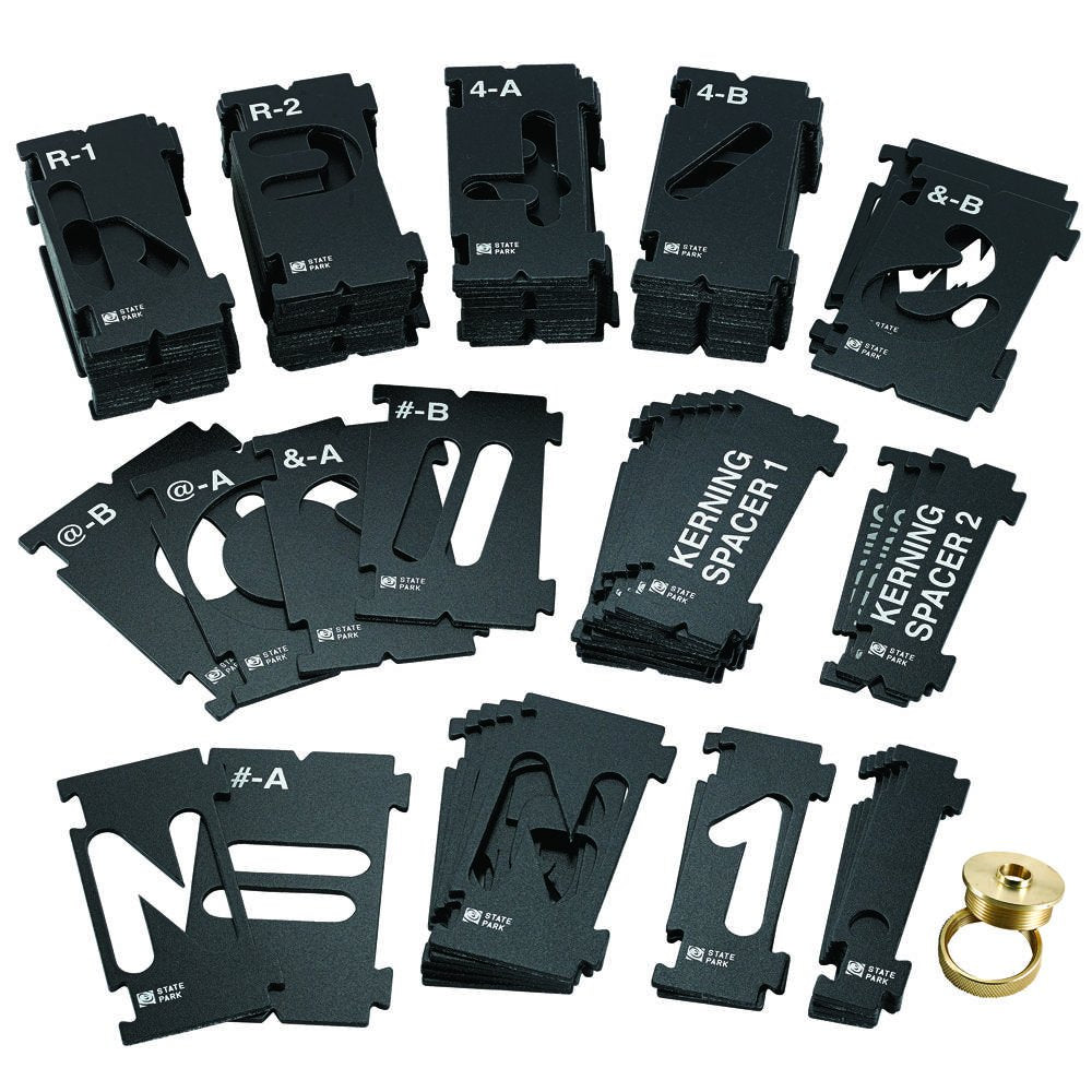 Rockler Router Letter Template Set (3-3/8” - 99 Pieces) – State Park Font Letter Router Template – Interlocking Sign Making Templates w/Letters, ROCKLER