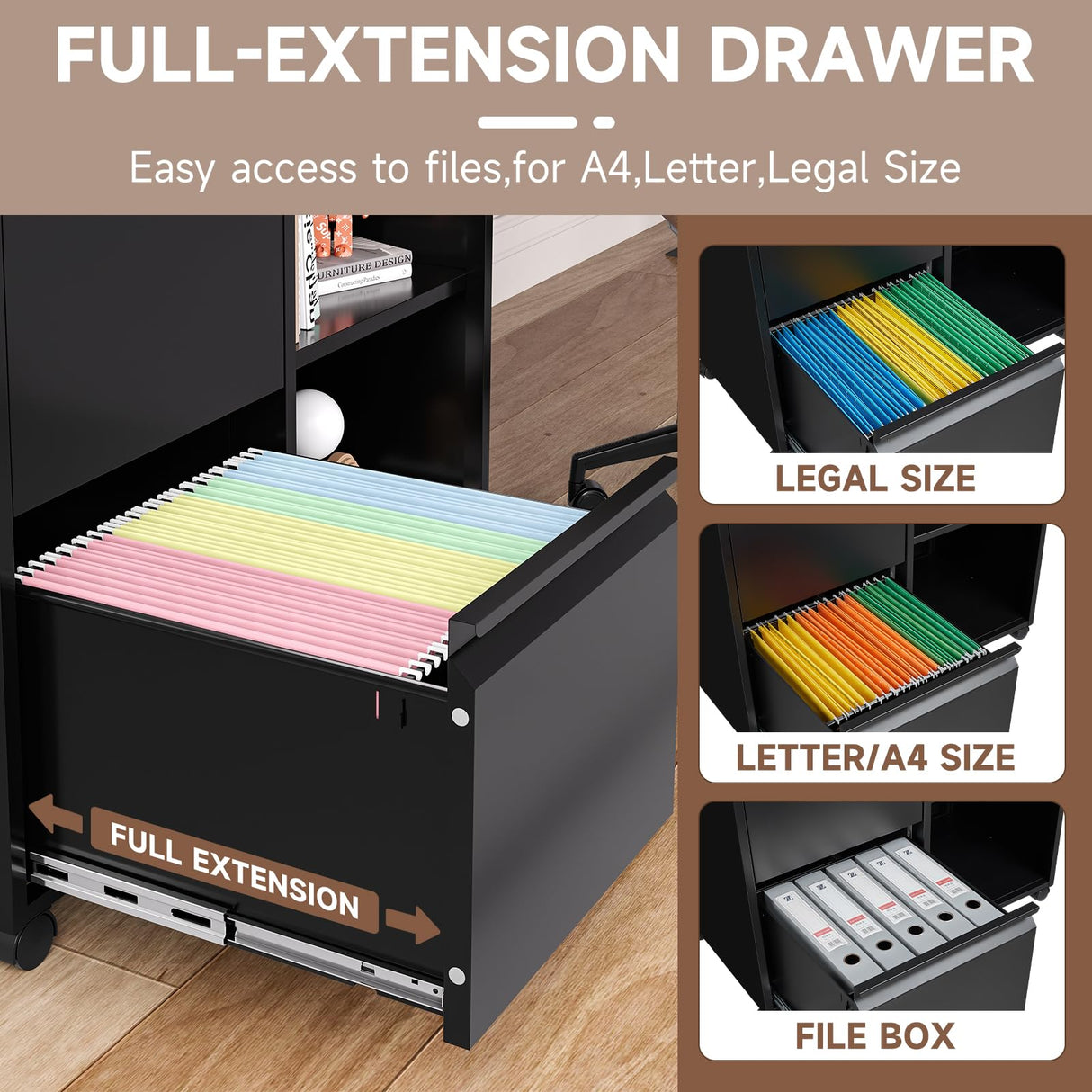 AFAIF Lateral File Cabinet, 2 Drawer File Cabinet with Lock, Printer Cabinet Printer Stand with Storage, Metal Mobile Filing Cabinet Home Office AFAIF