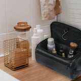 Personalized Leather Toiletry Bag For Men with Hook, Groomsmen Gifts Travel Bag Laser Engraved Name Monogram Leather Gift Anniversary Gift For Him Bleggeit