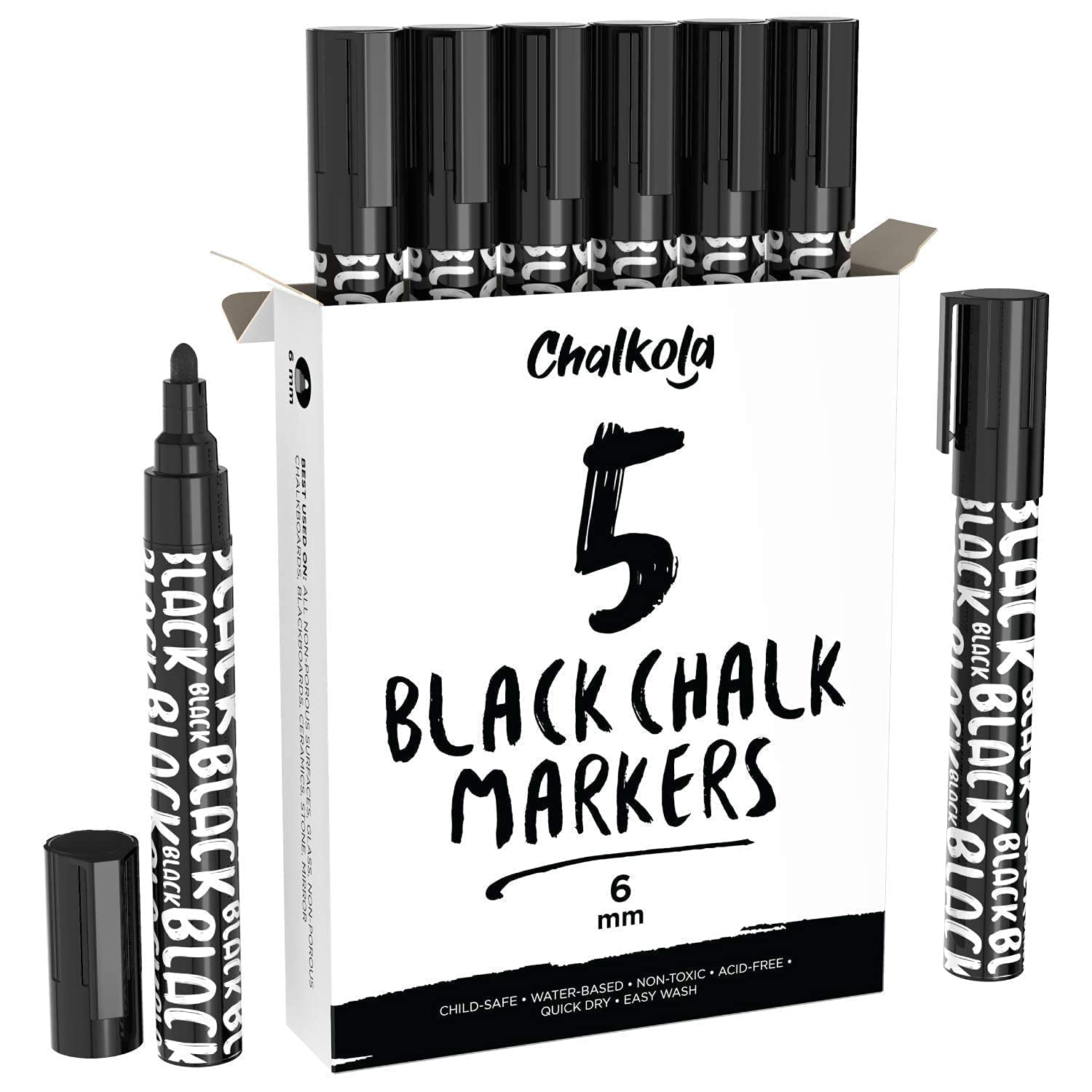 Chalk Artist Bundle- 5 White + 5 Black Chalk Markers Chalkola