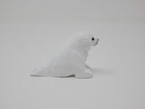 White Seal Figurine Statue Baby Pup Small Animal Sculpture Art Home Decoration Wood Carved Selsela