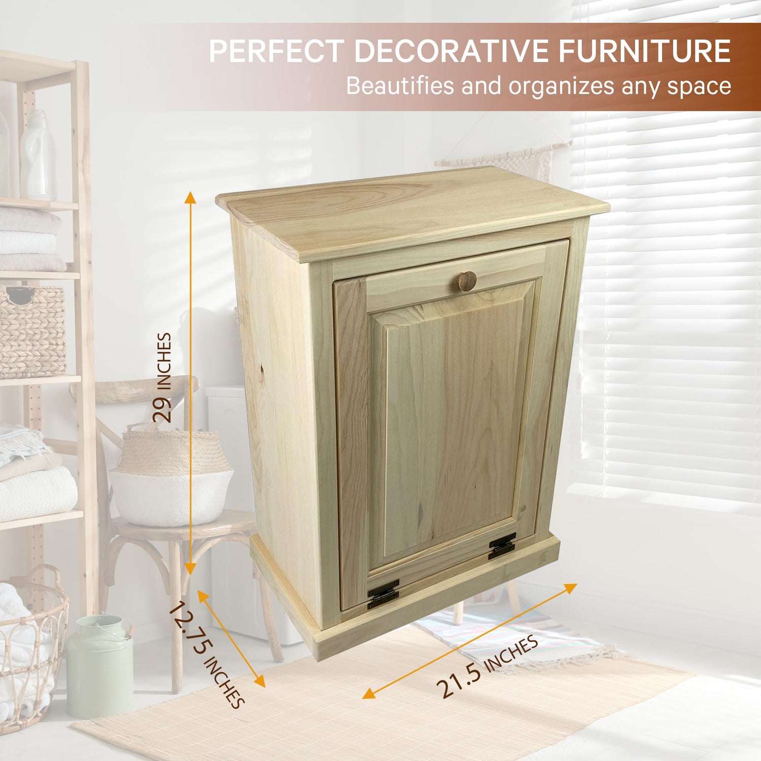 Peaceful Classics Tilt Out Trash Cabinet Without Drawer - Wooden Pull Out Cabinet, Decorative Trash Bin Cabinet for Kitchen, Bedroom, & Home Patio, Peaceful Classics