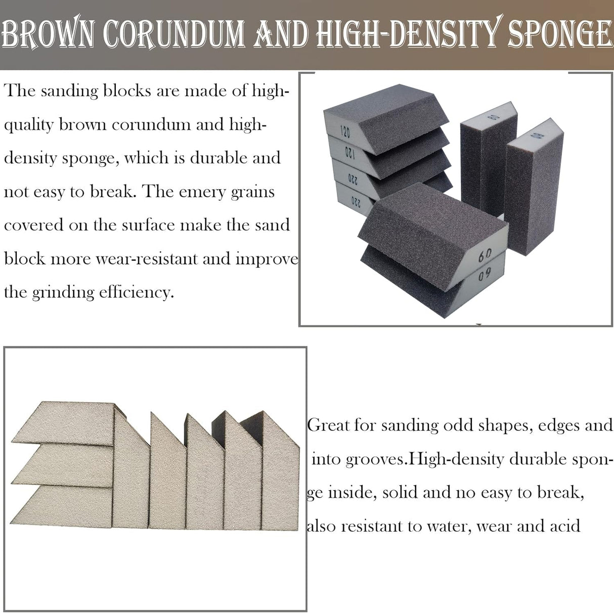 M-jump 8 Pack Single Sanding Sponge Kit- 60/80/120/220- Coarse Medium Fine Grit,Washable and Reusable Sanding Blocks for Wood-Working Sanding Metal M-jump