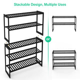 Jripae Shoe Rack Bamboo 5 Tier Shoe Organizer, Storage 20-25 Pairs for Closet Entryway, Stackable Large Tall Shoe Shelf Holder Stand Cubby for Door Jripae