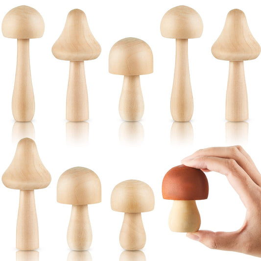 Big Sizes Unfinished Wooden Mushroom Natural Wooden Mushrooms Unpainted Wooden Mushroom for Arts and Crafts Projects Decoration DIY Paint Color (10)
