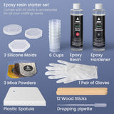 Arteza Epoxy Resin Kit, 30-Piece Set, Engaging Craft Supplies & Materials, Resin Accessories Includes 2 x 8-oz Bottles and Hardener, 3 Silicone ARTEZA