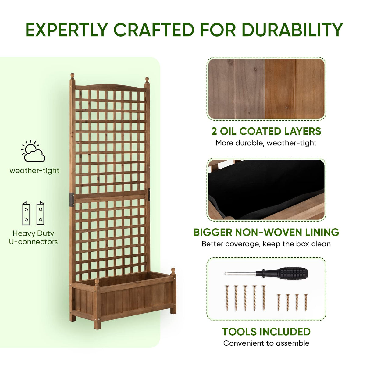 Idzo Raised Garden Bed with Trellis, Durable Oil Coated Planter with Trellis, 71 Inches Height Vertical Gardens Outdoors with Convenient Non Woven IDZO