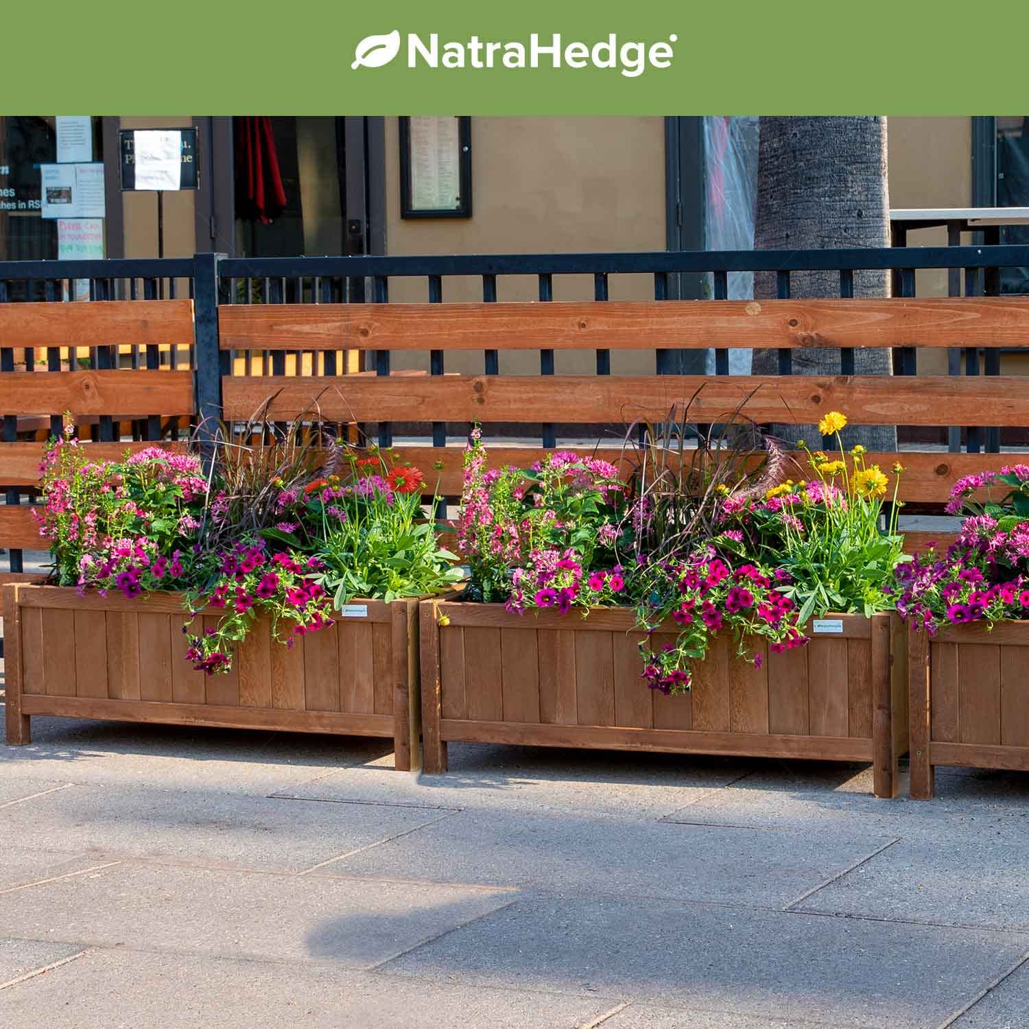 NatraHedge 15" Hampton Classic Wooden Planter Box Indoor and Outdoor Use for Patio Garden (44" x 15" x 15") NatraHedge
