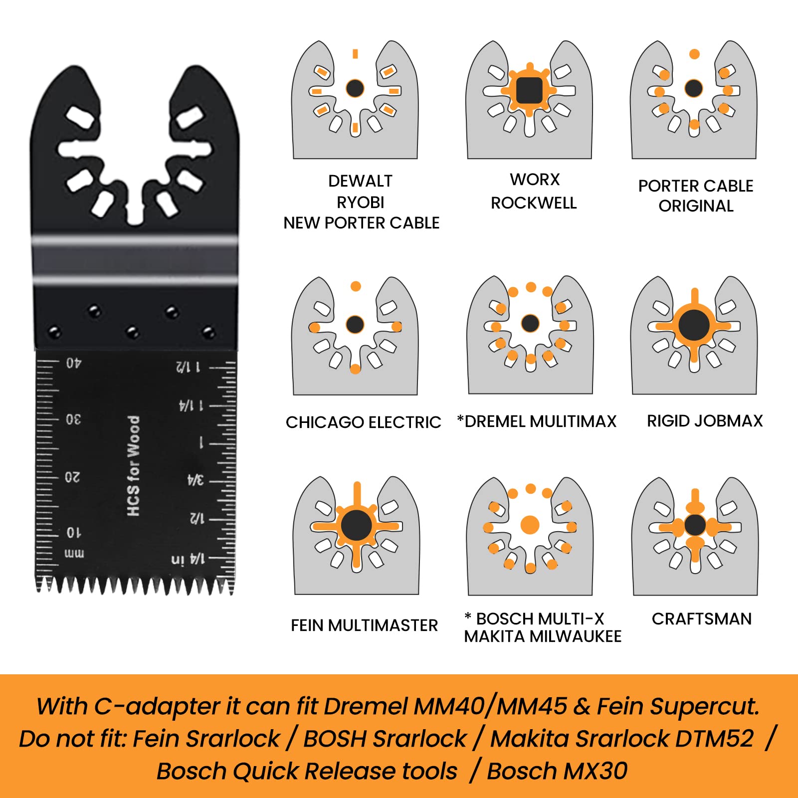 96 Pack Oscillating Saw Blades, CONNOO Oscillating Tool Blades Accessories with Sandpaper, Multitool Bi-Metal Blades for Wood Metal Plastics Quick - WoodArtSupply