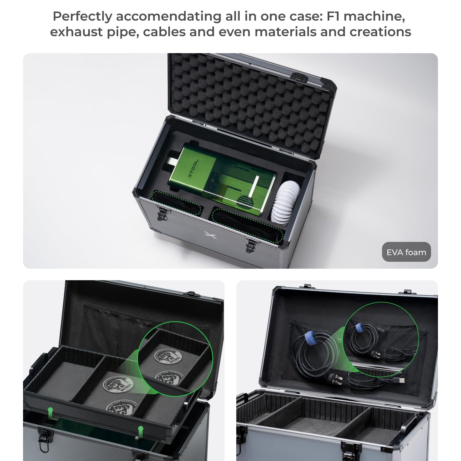 xTool F1 Rolling Hard Case for F1 Craftshow, Shockproof Shell and Embedded Foam Protect F1 Laser Machine, Retractable Handle and Omni-directional xTool