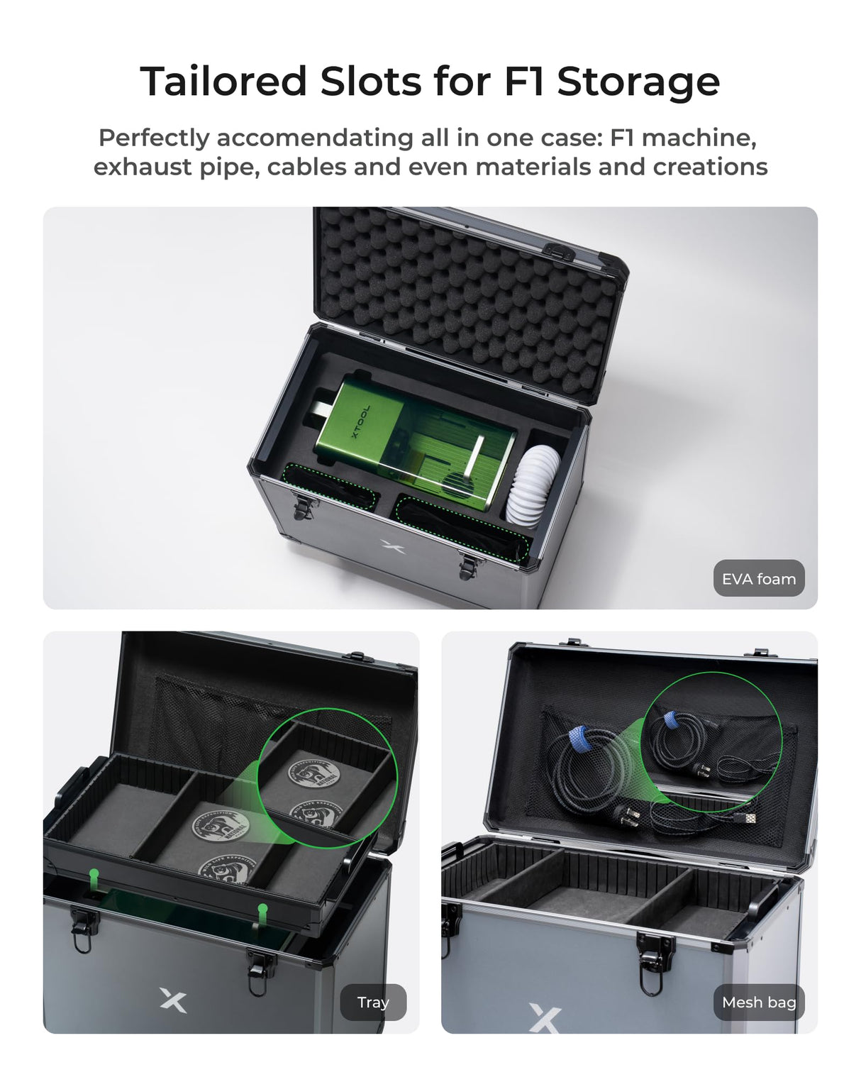 xTool F1 Rolling Hard Case for F1 Craftshow, Shockproof Shell and Embedded Foam Protect F1 Laser Machine, Retractable Handle and Omni-directional xTool
