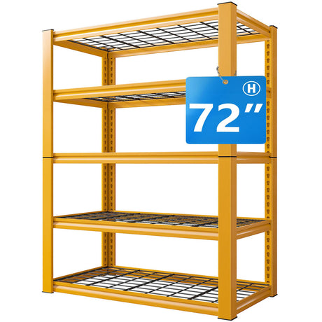 REIBII 72" H Garage Shelving Heavy Duty 2000LBS,Adjustable Garage Storage Shelves Metal Shelving Unit for Garage 5-Tier Heavy Duty Shelving REIBII