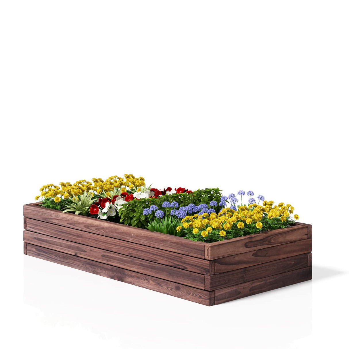 Giantex Raised Garden Bed, Wood Planter Box, Outdoor Planting Bed for Vegetable Flower, Rectangular Planter for Patio and Lawn 47''Lx24''Wx9''H, Giantex