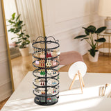 MODOWEY 6 Tier Rotating Earring Holder Organizer, Adjustable Metal Earring Display Stand Rack for Women Girl, 400 Holes and Grooves Earring Tower MODOWEY