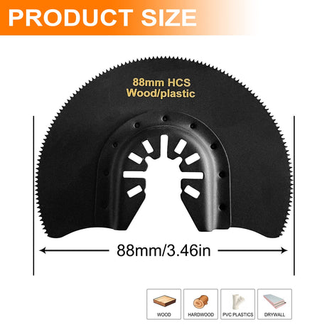 5-Piece High Carbon Steel Oscillating Saw Blade Set - 88mm Blades for Cutting Wood,Soft Metal,and Plastic - Quick Release Blades Compatible with RRRPIO