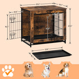 HOOBRO Dog Crate Furniture, Decorative Dog Kennel, Wooden Pet Furniture with Pull-Out Tray, Home and Indoor Use, Double Doors Modern Side End Table HOOBRO