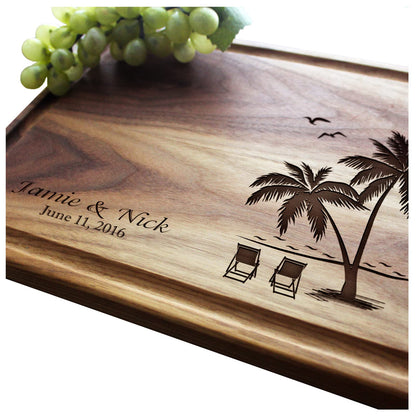 Straga Personalized Cutting Boards | Handmade Wood Engraved Charcuterie | Custom Wedding, Anniversary, Birthday Gift for Couples, Beach Lovers, - WoodArtSupply