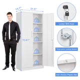 Yizosh Metal Garage Storage Cabinet with 2 Doors and 5 Adjustable Shelves - 71" Steel Lockable File Cabinet,Locking Tool Cabinets for Yizosh