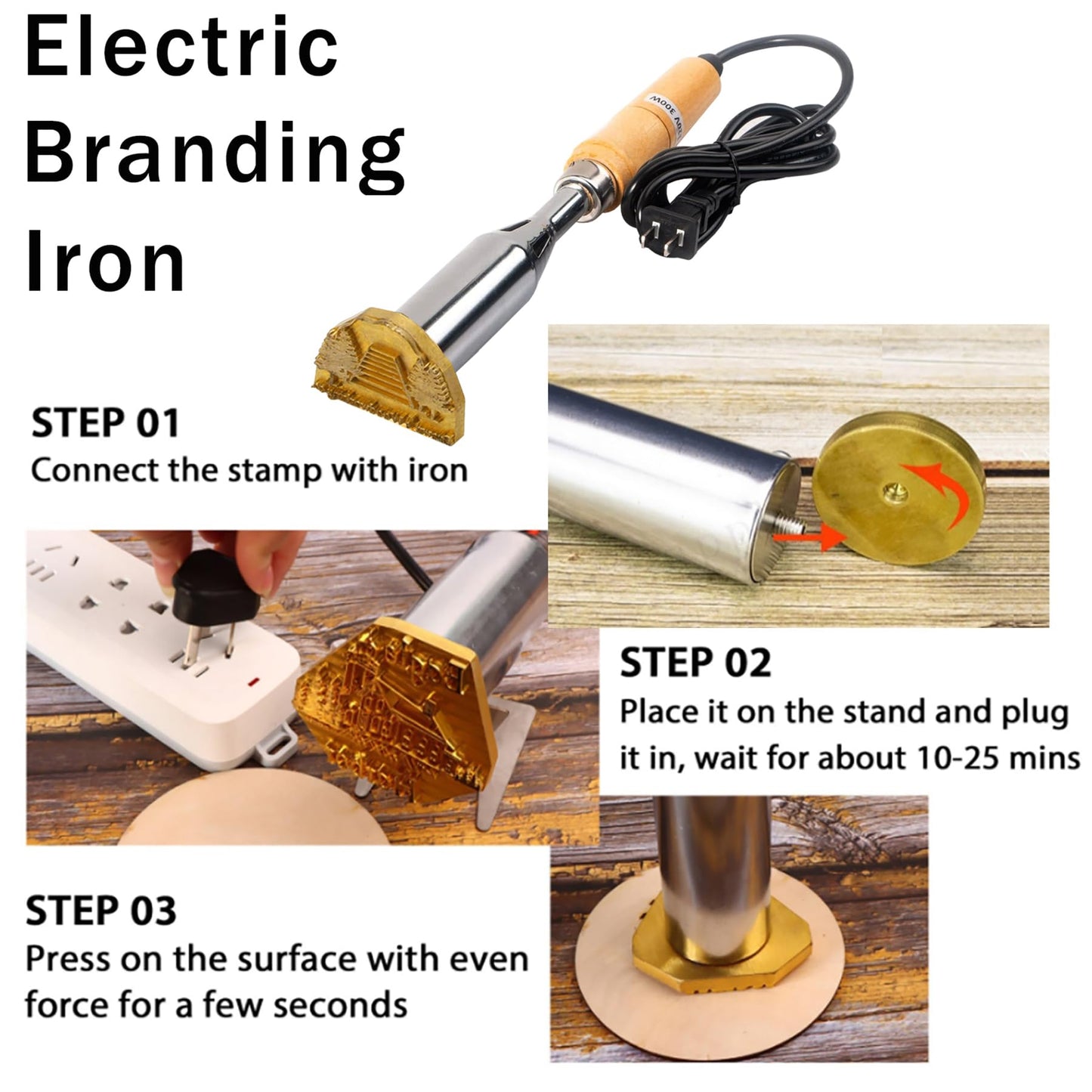 Custom Electric Branding Iron with Handle for Woodworkers and Crafting - 1"x1" Stamp by Arokimi - WoodArtSupply